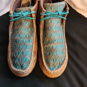 Twisted X, Brown and Turquoise, Size 8